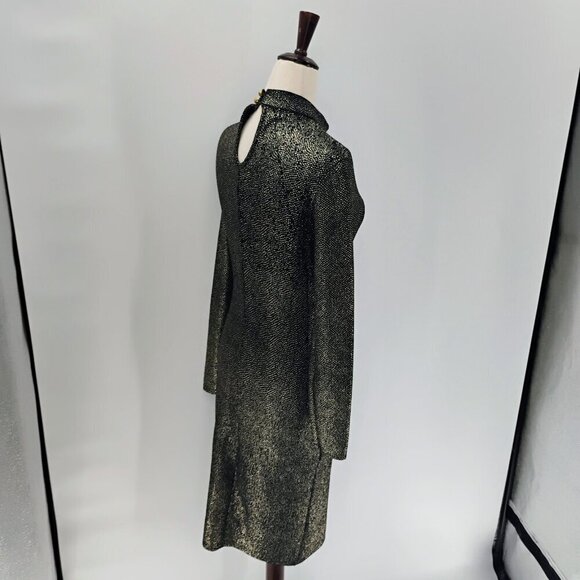 Club L London Gold & Black Dress Size 12 brand metallic bodycon textured sequin - Picture 10 of 14